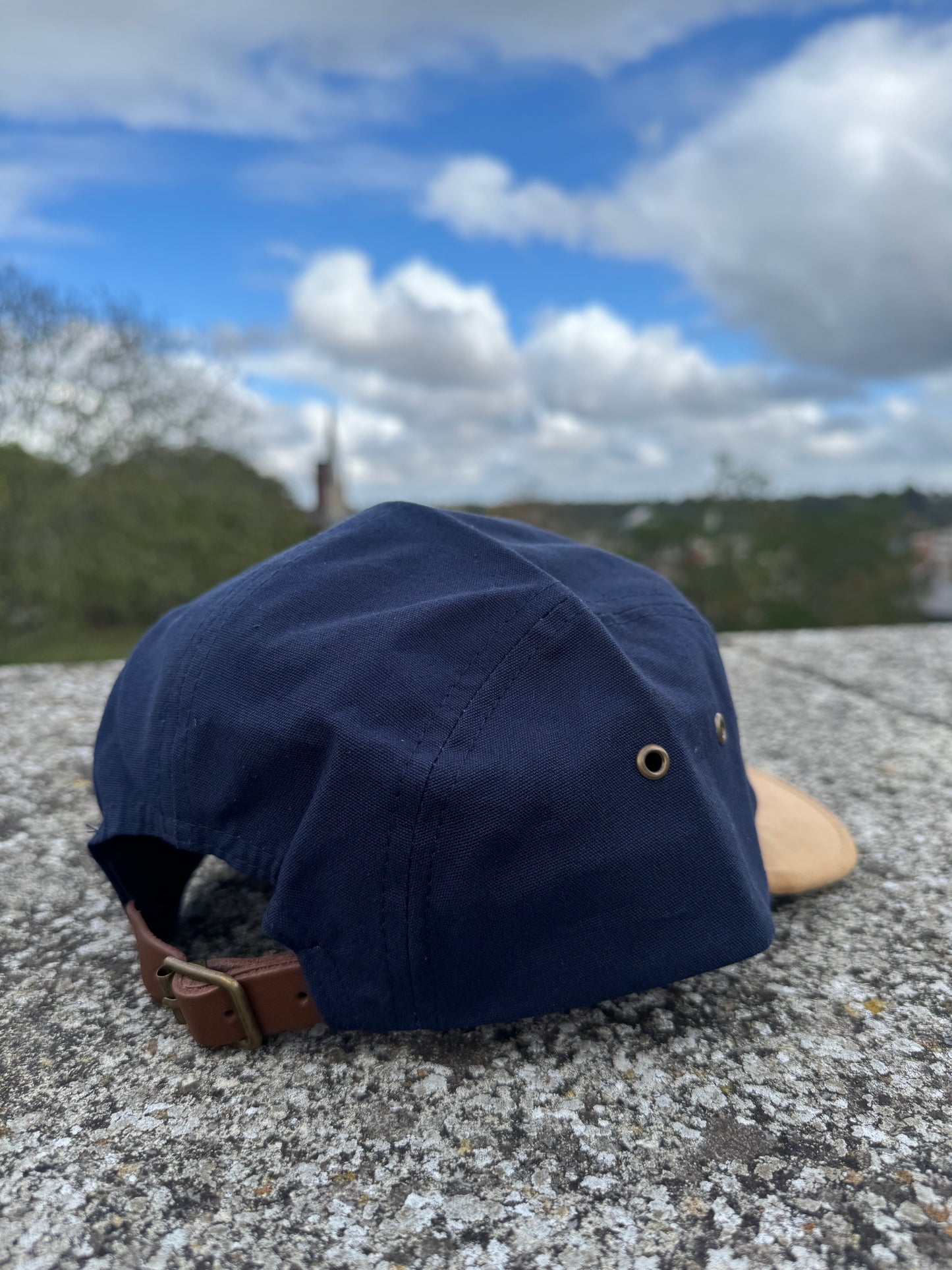 Rise & Roam Brand - Navy/Tan, Squiggle 5 Panel Cap.