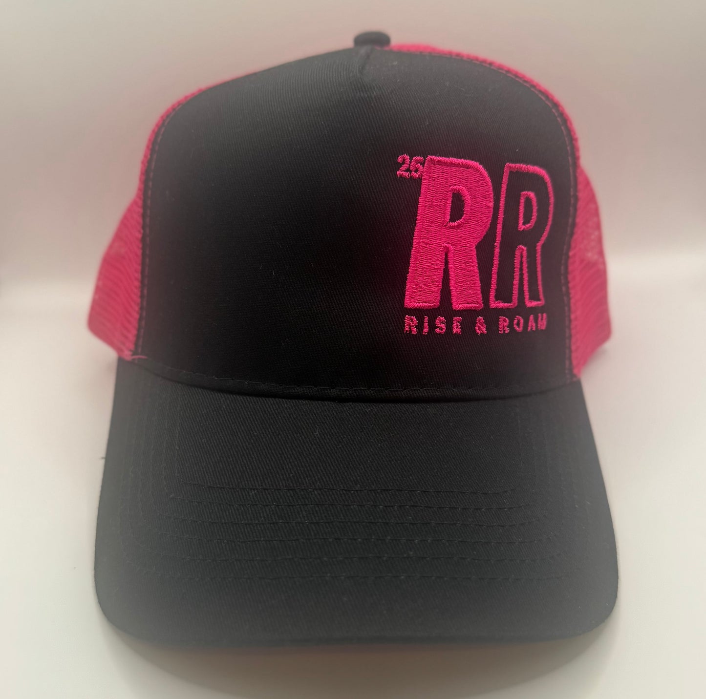 Rise & Roam Brand - Bold RR Hot Boy Pink Trucker Cap
