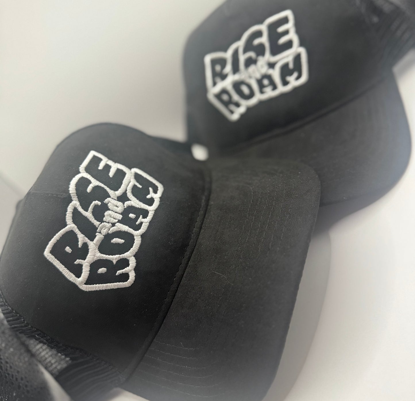 Rise & Roam Brand - Black Suede “To Busy on the Rise Trucker Cap.