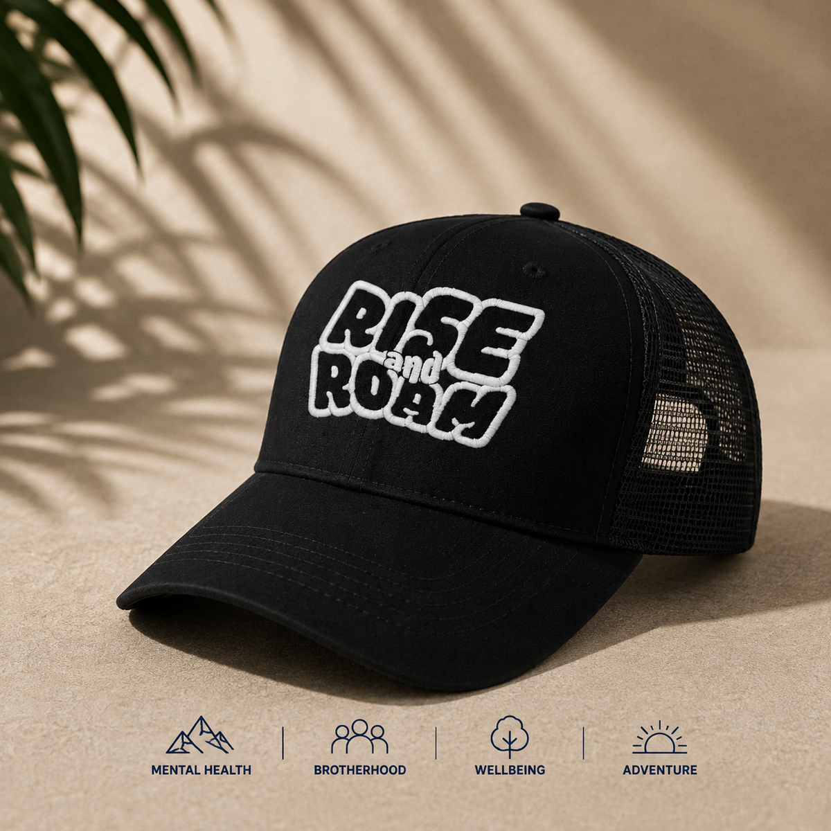 Rise & Roam Brand - Black Suede “To Busy on the Rise Trucker Cap.