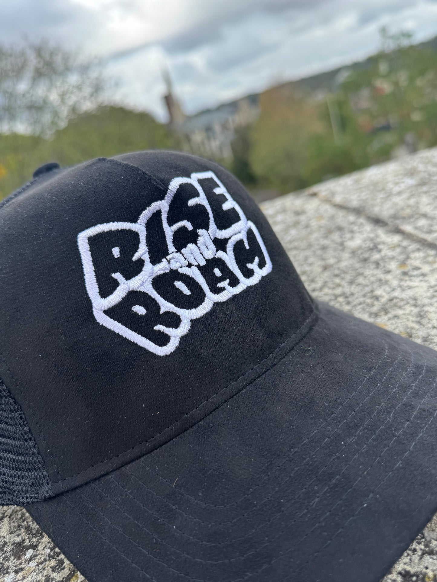 Rise & Roam Brand - Black Suede “To Busy on the Rise Trucker Cap.