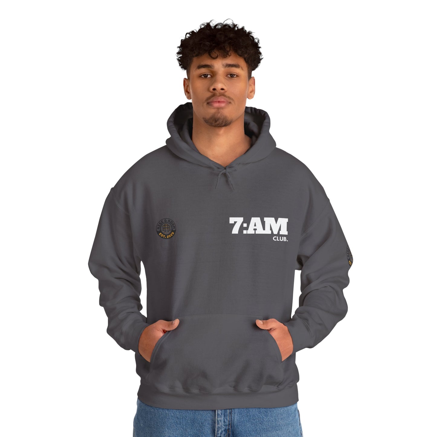 7 AM Club x Rise & Roam Brand Unisex Heavy Blend Hoodie.