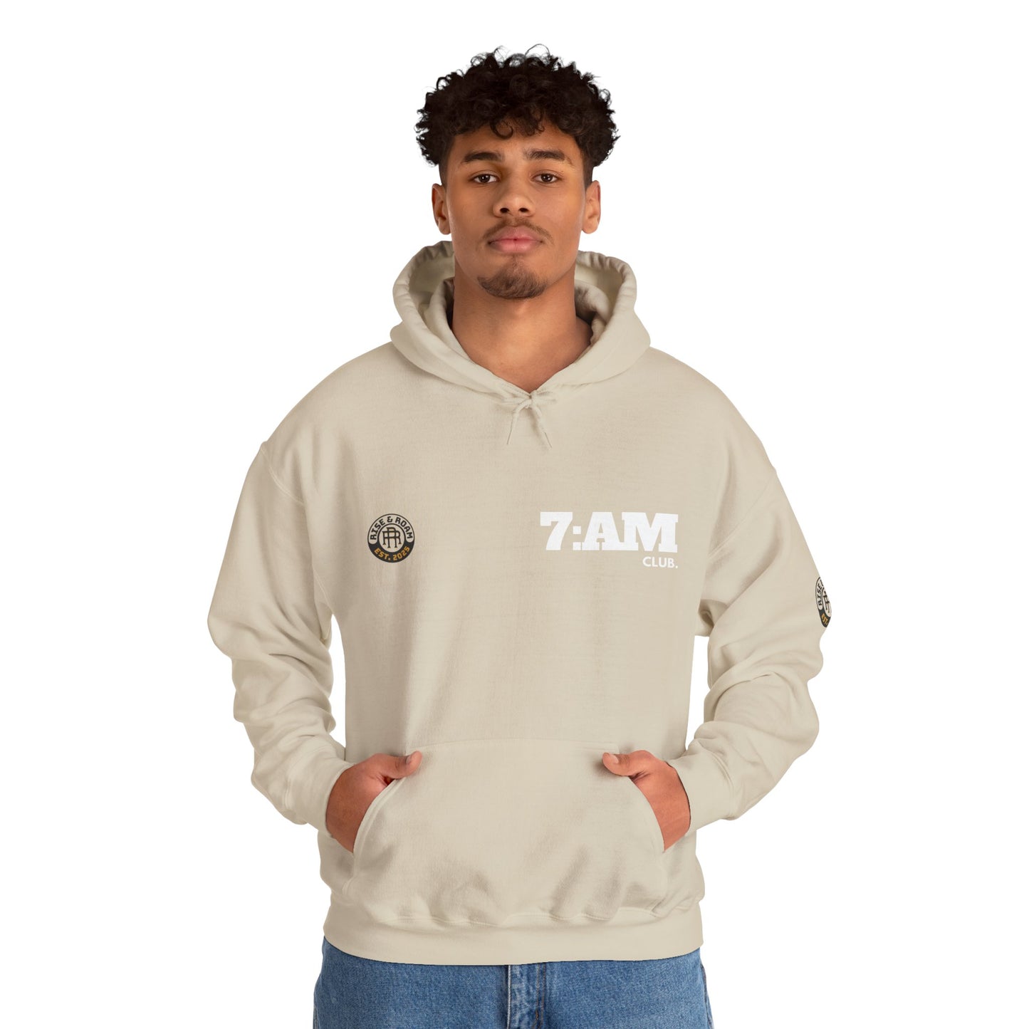 7 AM Club x Rise & Roam Brand Unisex Heavy Blend Hoodie.