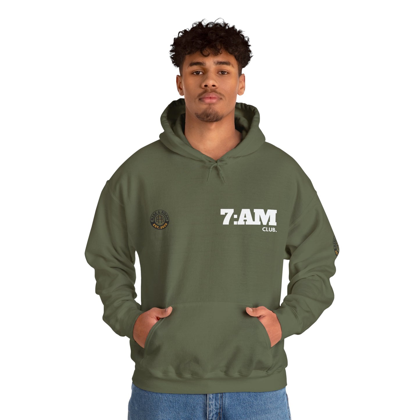 7 AM Club x Rise & Roam Brand Unisex Heavy Blend Hoodie.