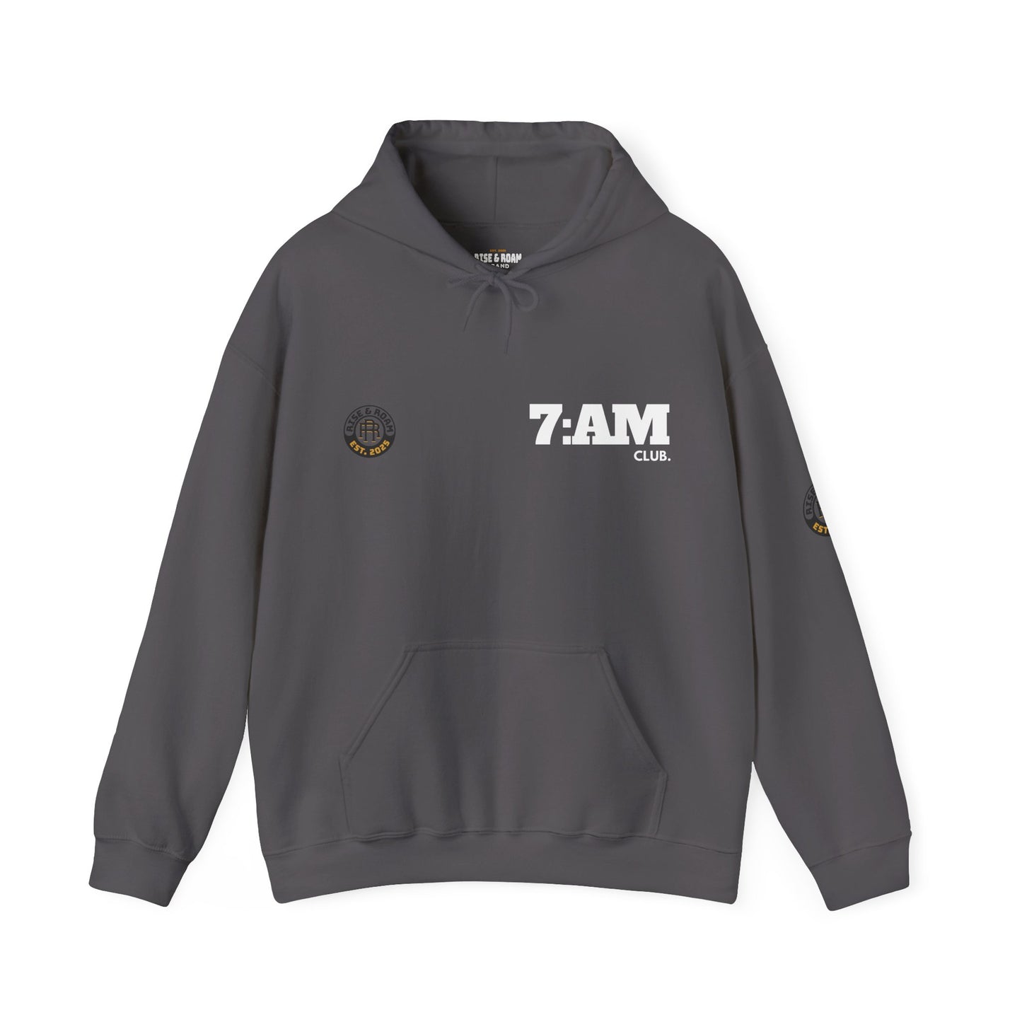 7 AM Club x Rise & Roam Brand Unisex Heavy Blend Hoodie.