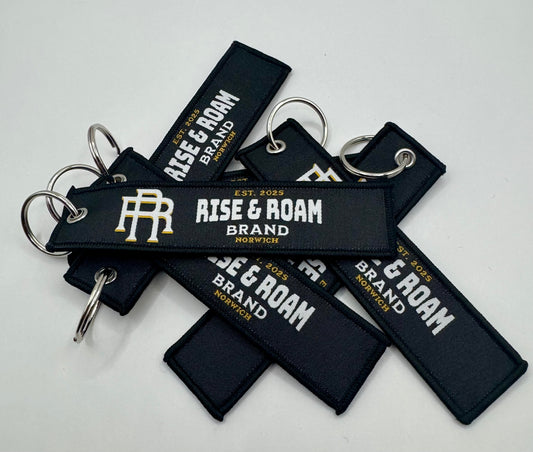 Rise & Roam Brand - Remove Before Flight Keyring.