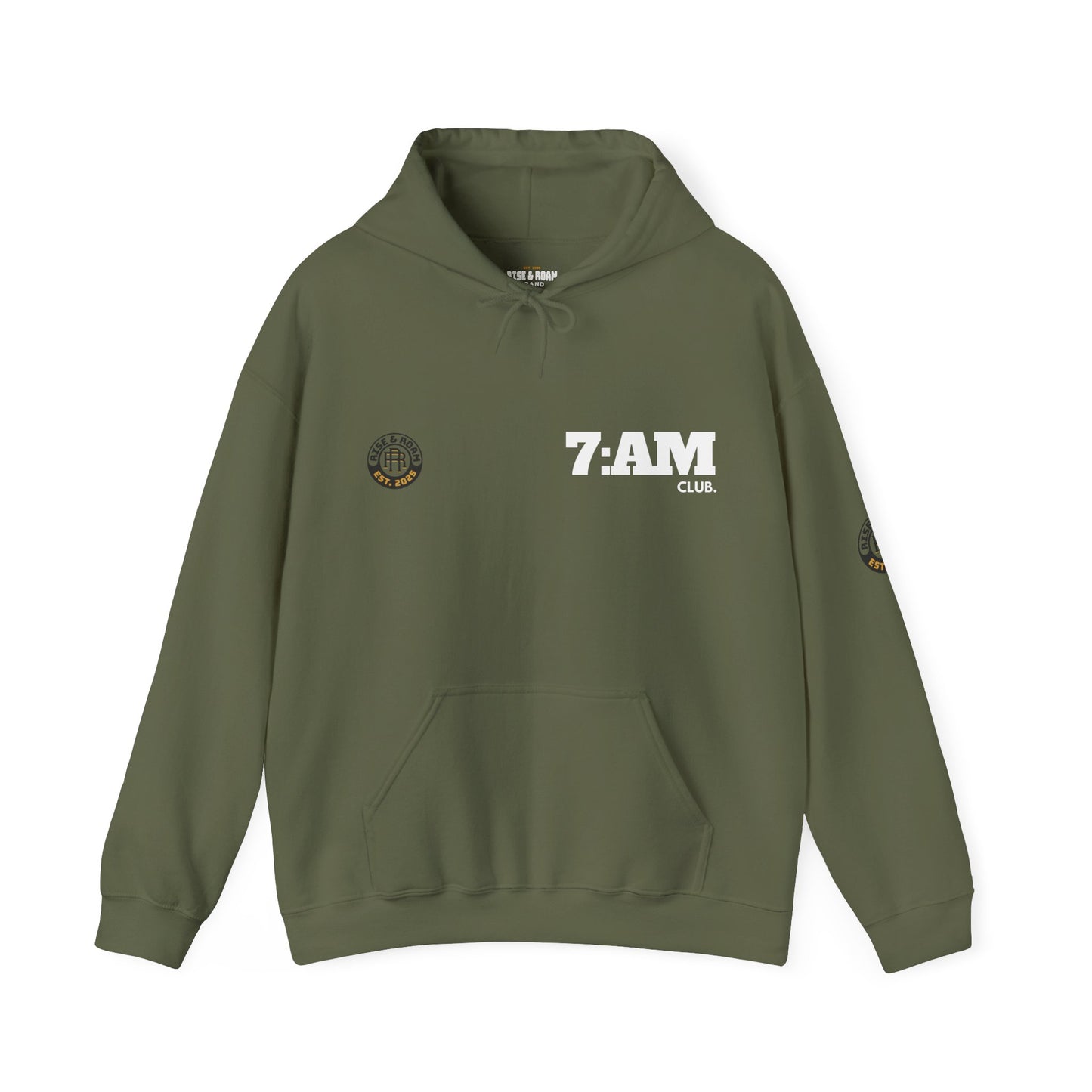 7 AM Club x Rise & Roam Brand Unisex Heavy Blend Hoodie.