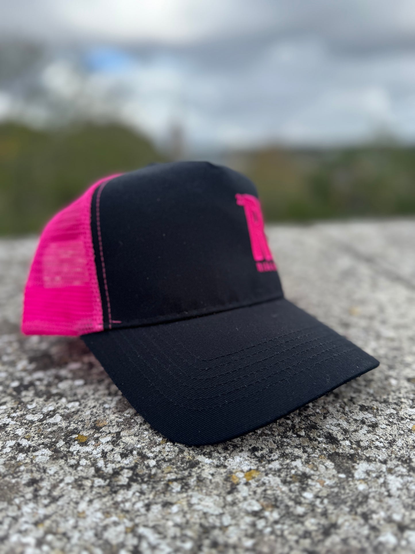 Rise & Roam Brand - Bold RR Hot Boy Pink Trucker Cap