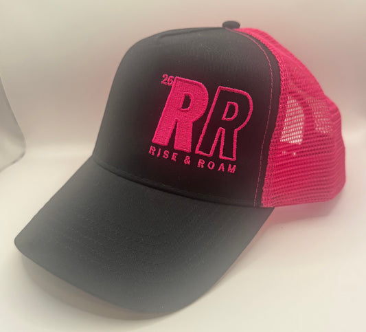 Rise & Roam Brand - Bold RR Hot Boy Pink Trucker Cap