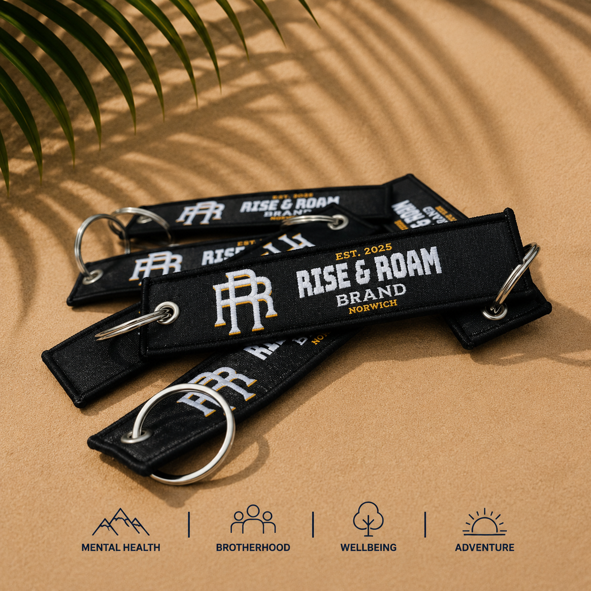 Rise & Roam Brand - Remove Before Flight Keyring.